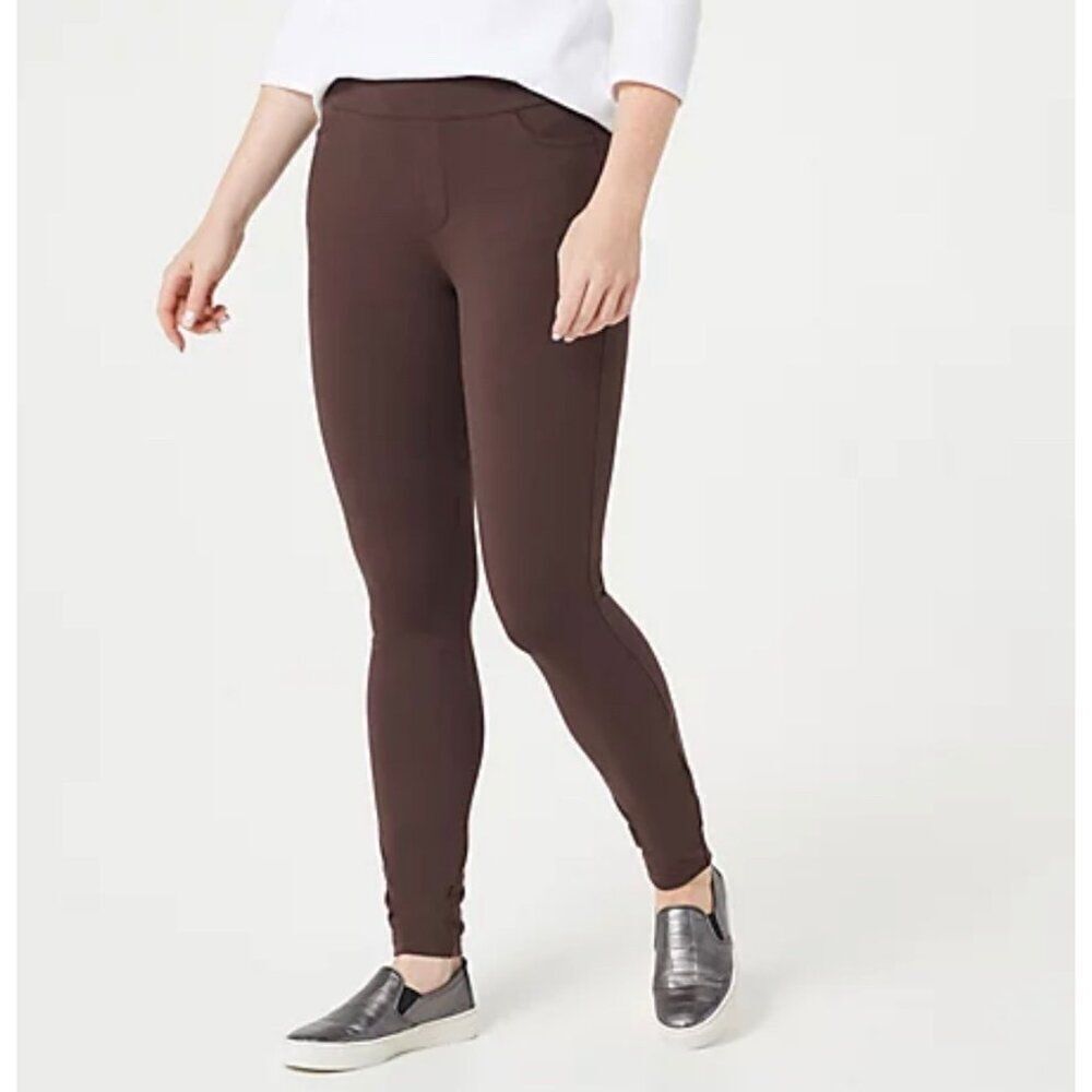 Susan Graver Women Brown Weekend Stretch Ankle Leggings Size SP